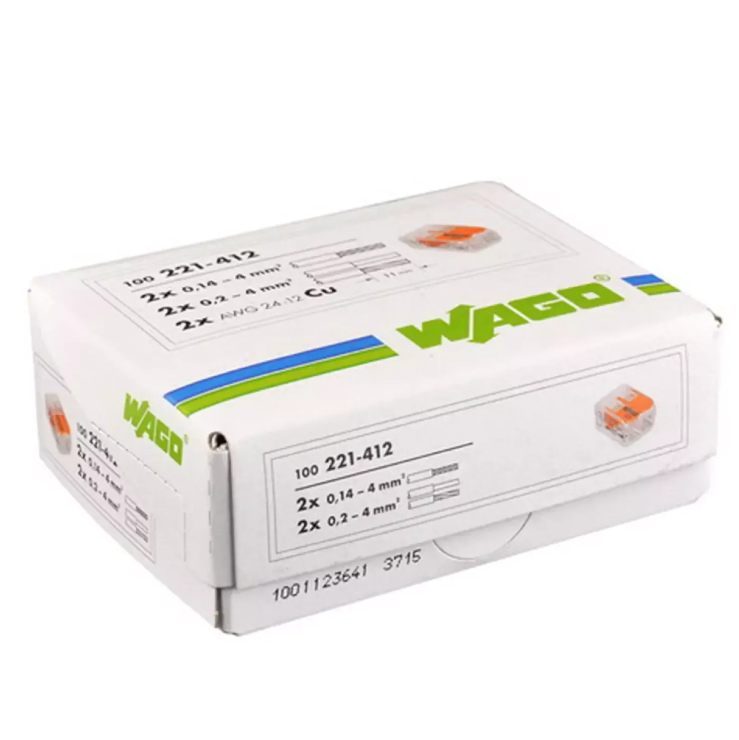 Wago 221-412 Lasklem 2-gaats - 4mm - hersluitbaar - transparant-oranje (100st)