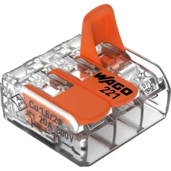 Wago 221-413 Lasklem 3-polig - 4mm - hersluitbaar - transparant-oranje (50 st)