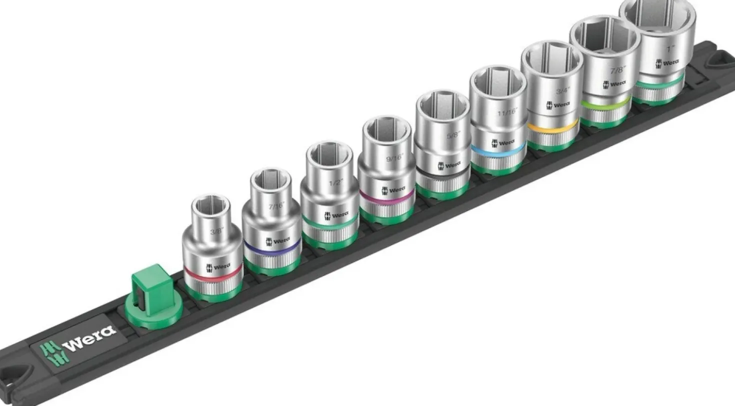 Wera 05005480001 9-delige Dop-magneetstrip C Imperial 1 Zyklop doppenset incl. houder - 1/2"