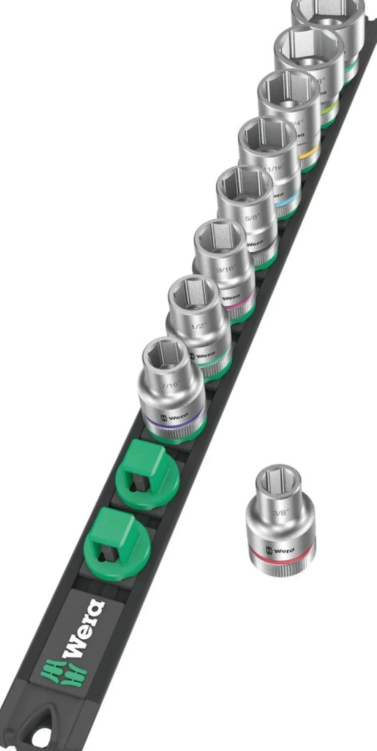 Wera 05005480001 9-delige Dop-magneetstrip C Imperial 1 Zyklop doppenset incl. houder - 1/2"