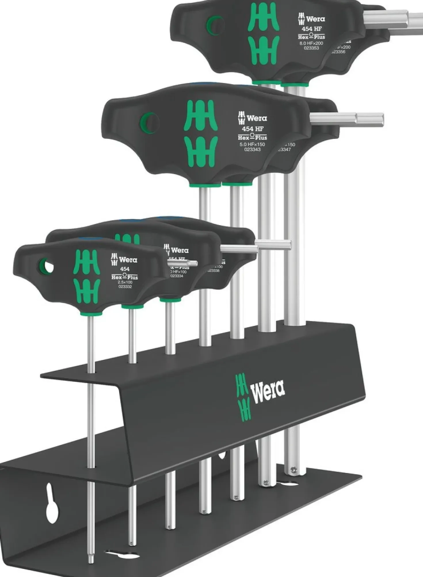 Wera 05023453001 7-delige 454/7 HF Set 2 Hex-Plus T-greep Schroevendraaierset in metalen rek - met vasthoudfunctie