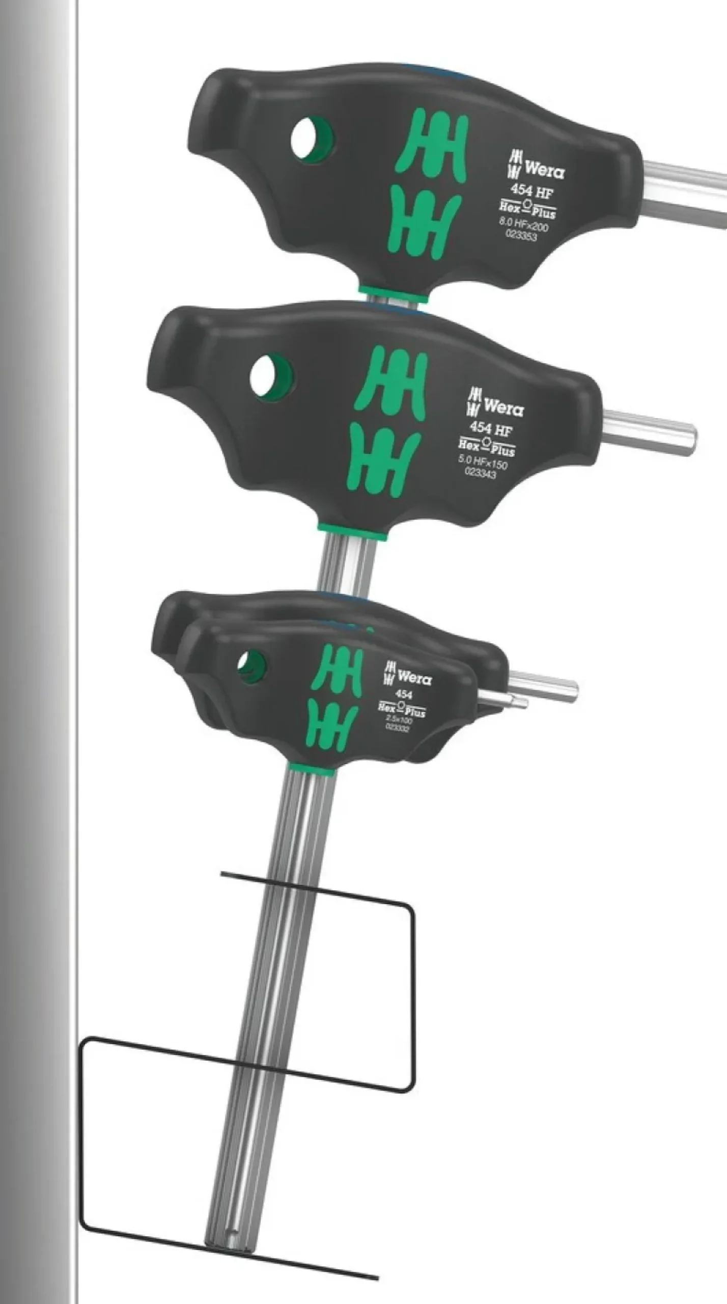 Wera 05023453001 7-delige 454/7 HF Set 2 Hex-Plus T-greep Schroevendraaierset in metalen rek - met vasthoudfunctie