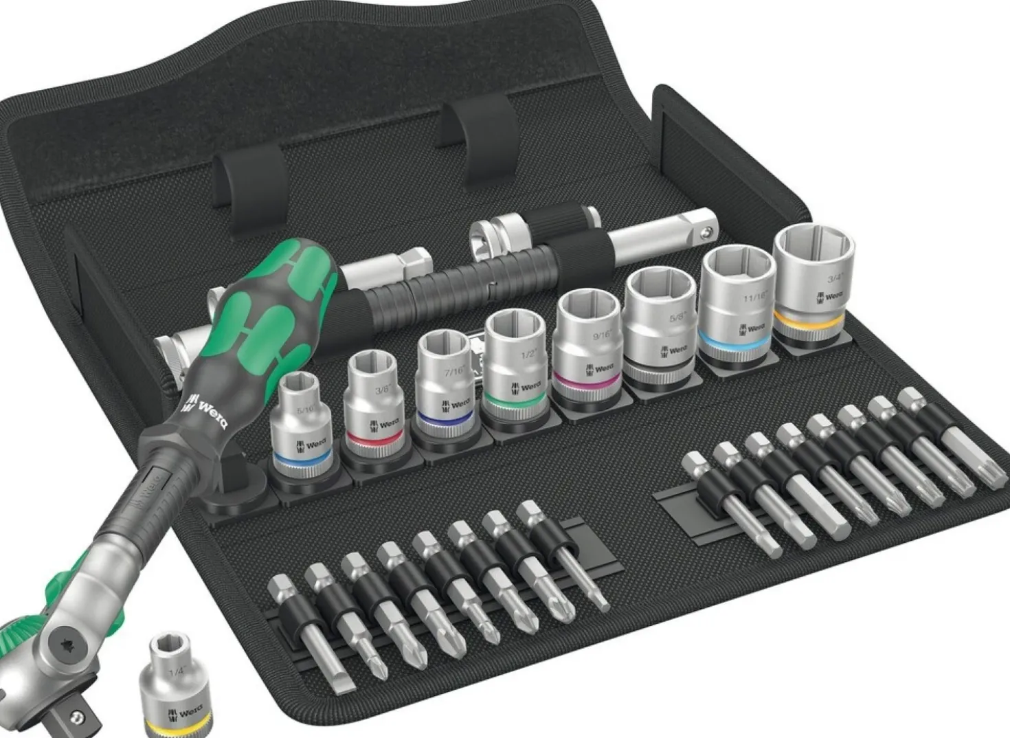 Wera 05004049001 29-delige 8100 SB 9 Zyklop Speed Ratel- en doppenset in etui - 3/8" - inch