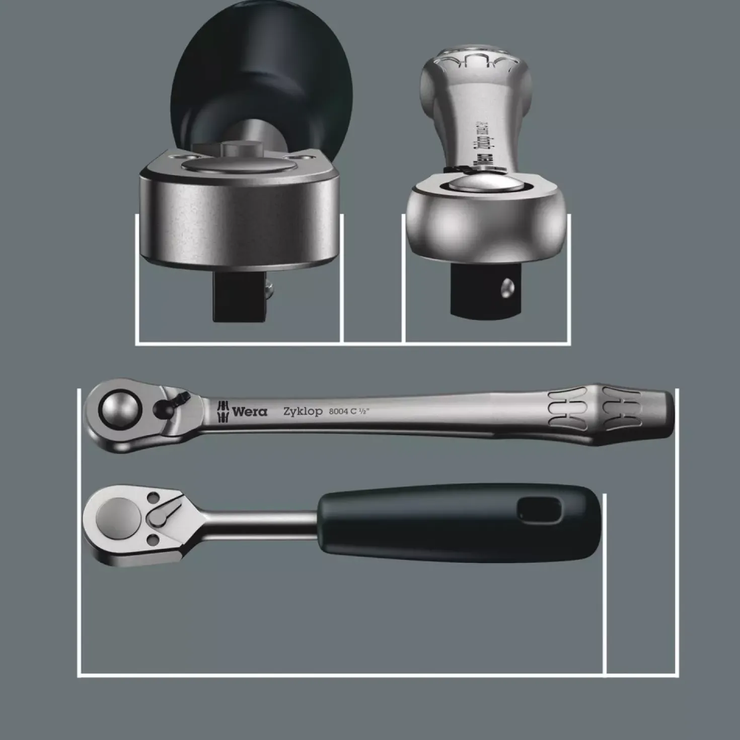 Wera 5004048001 8100 SB 8 Zyklop Metal doppenset met omschakelpal - 3/8''