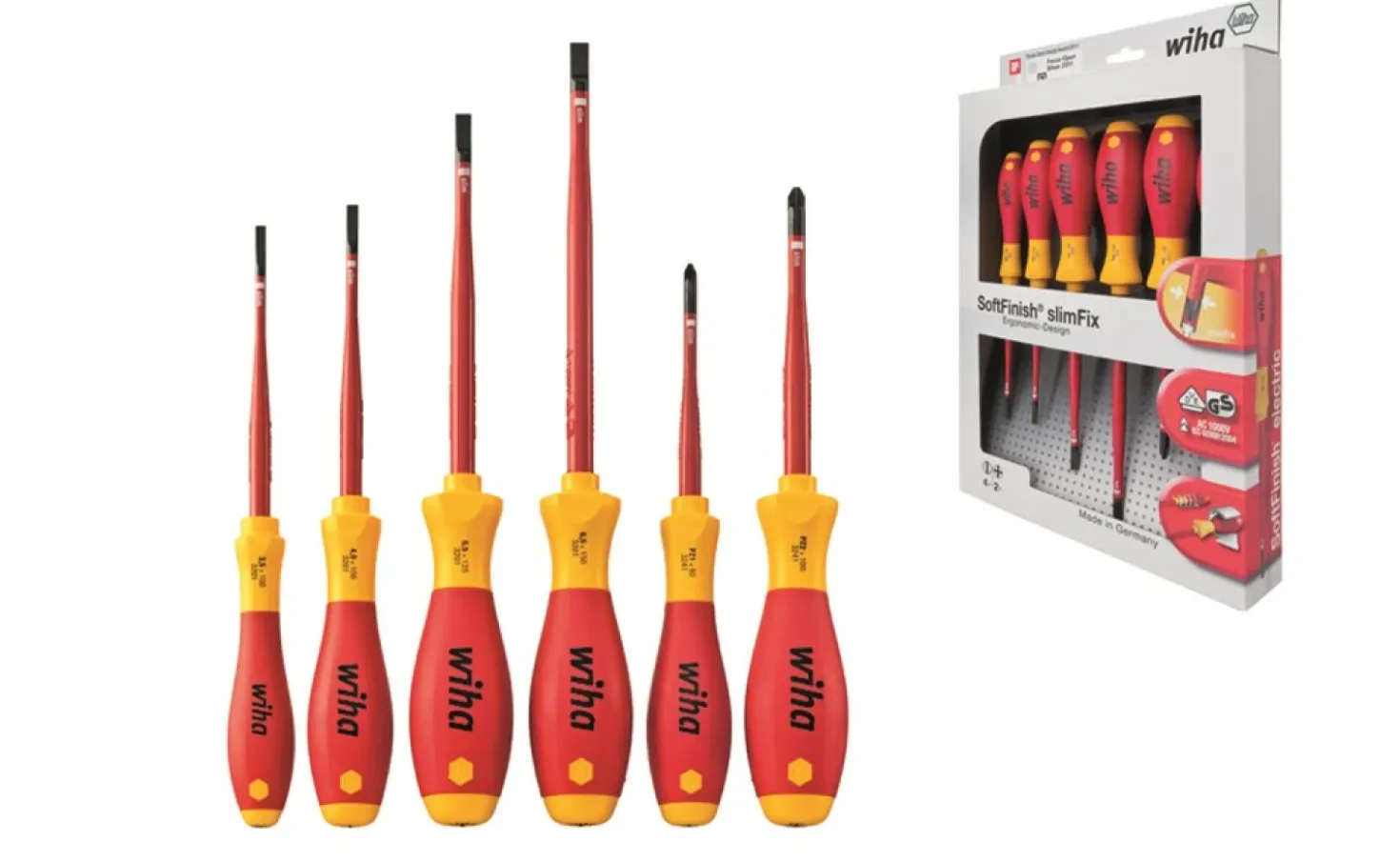 Wiha 3201 ZK6 6-delige SoftFinish slimFix VDE Schroevendraaierset - Sleuf/Pozidrive