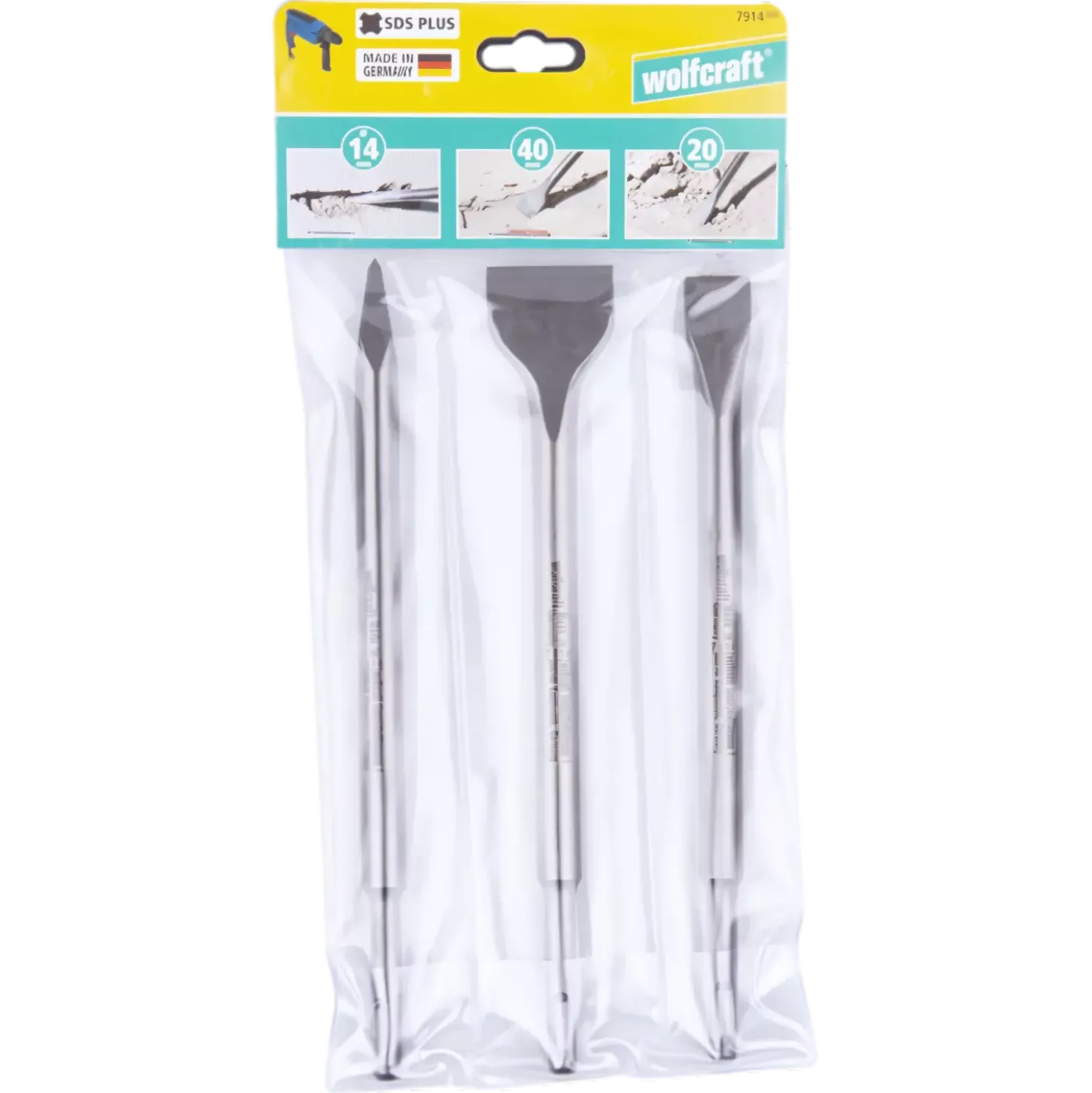 Wolfcraft 7914000 3-delige SDS-plus beitelset