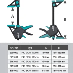 Wolfcraft 3092000 Eenhands Lijmklem PRO ERGO - 450mm