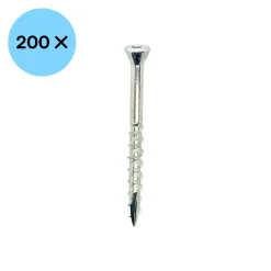 Woodies 61835374 Ultimate Glaslatschroef - TX10 - 3.5 x 40mm - Platverzonken kop - Deeldraad - Verzinkt (200st)