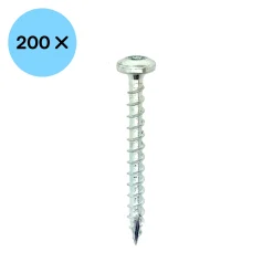 Woodies 61640271 Ultimate Spaanplaatschroef - TX20 - 4.0 x 25mm - Cilinderkop - Voldraad - Verzinkt (200st)