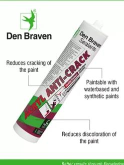Zwaluw Den Braven 30615174 Acryl Anti-Crack Acrylaatkit - Wit - 310ml