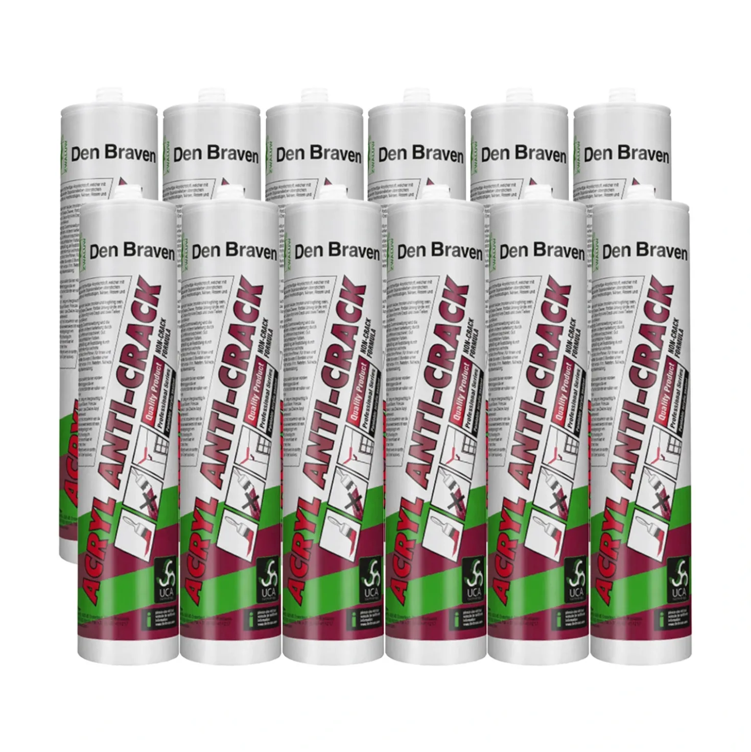 Zwaluw Den Braven 30615174 Acryl Anti-Crack Acrylaatkit - Wit - 310ml - 12st