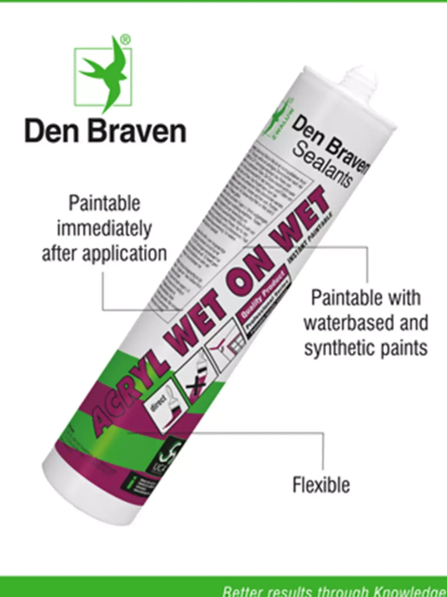 Zwaluw Den Braven 30880044 Acryl Wet on Wet Acrylaatkit- Wit - 310ml